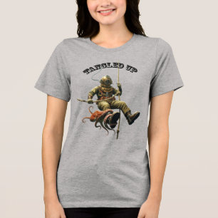 T-shirt En Tri-matière Casque de plongeur vintage sur une corde avec une