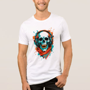 T-shirt En Tri-matière Casque DJ Skull - Street Art Vibe Music Tee