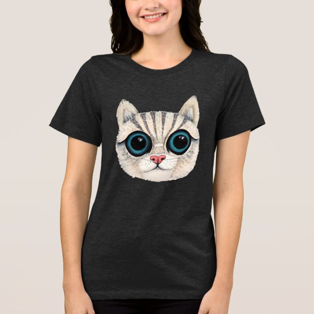 T-shirt En Tri-matière Cat Looking Ladies Womens Top Tee T-Shirt (Recto)