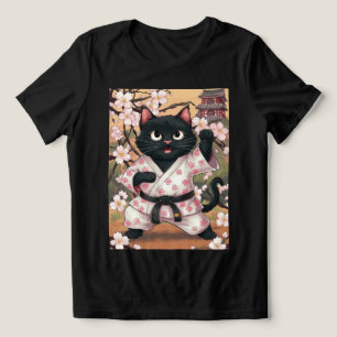 T-shirt En Tri-matière Cat noir Karate Cute Kimono