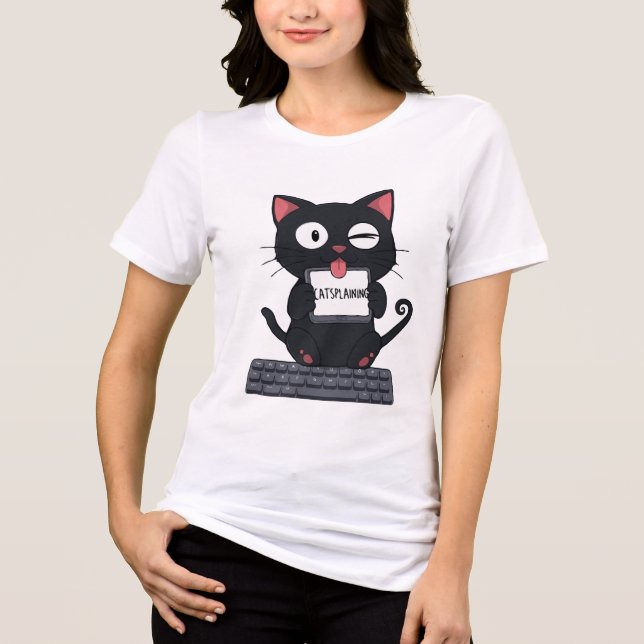 T-shirt En Tri-matière Catsplaling - Mème de chat noir mignon (Recto)