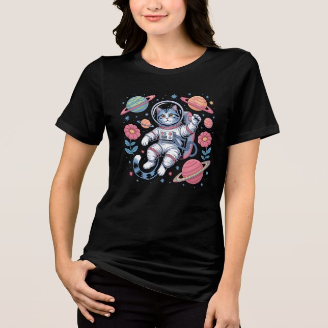 T-shirt En Tri-matière Catstronaut cosmique dans Neon Space Vaporwave (Recto)