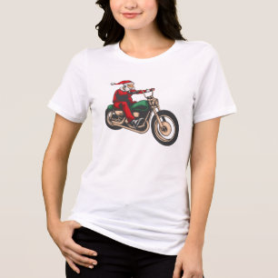 T-shirt En Tri-matière Cavalier de moto de Noël de Père Noël de vélo