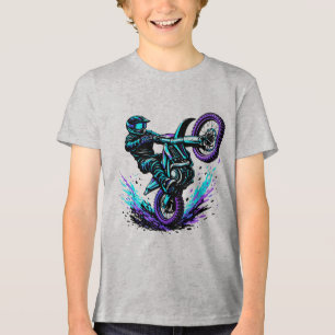 T-shirt En Tri-matière Cavalier de motocross faisant une roue arrière en