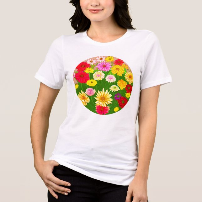T-shirt En Tri-matière Cercle de fleurs sauvages, rouge et jaune (Recto)