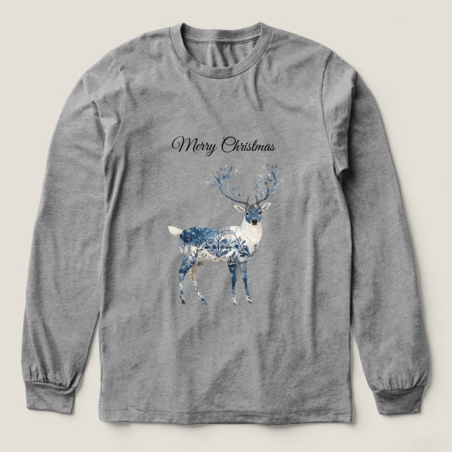 T-shirt En Tri-matière Cerf Chic Bleu Blanc (Motif devant)