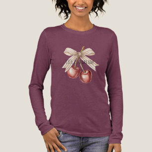 T-shirt En Tri-matière Cerises Rouges Pailletées Or  