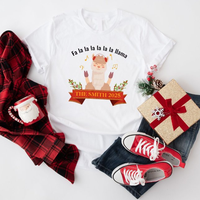 T-shirt En Tri-matière Chanter Noël Llama Famille Correspondant Femmes (Créateur téléchargé)
