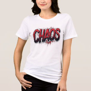 T-shirt En Tri-matière Chaos Graffiti Rouge Typographie Fendue Streetwea