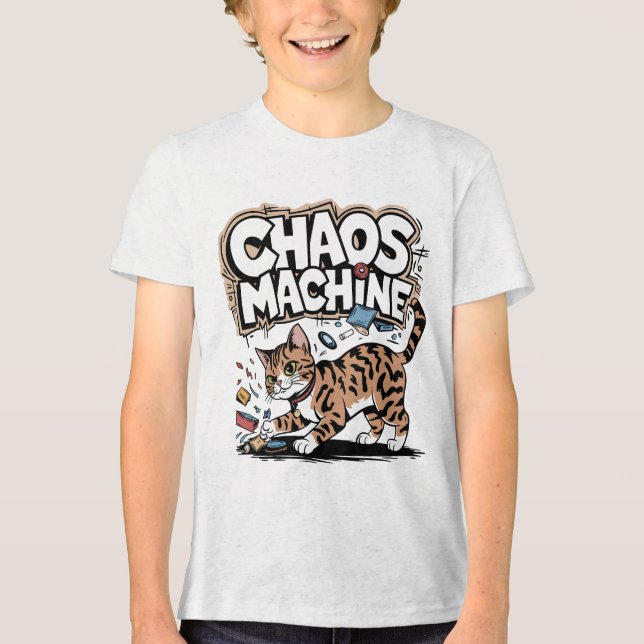 T-shirt En Tri-matière Chaos Machine Bengale Chat Drôle Design (Recto)