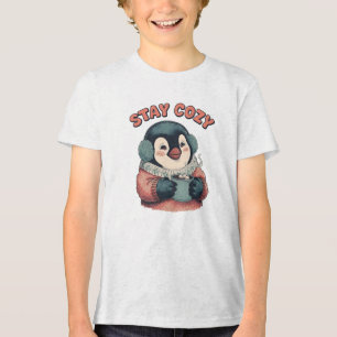 T-shirt En Tri-matière Chapeau de manchot mignon buvant du cacao chaud St