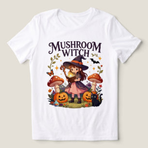 T-shirt En Tri-matière Charmante Sorcière aux Champignons Halloween 