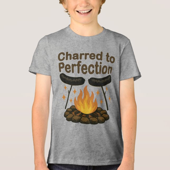 T-shirt En Tri-matière Charred to Perfection Funky Campfire Hot Dog (Recto)