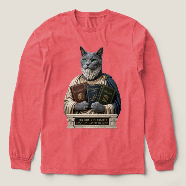 T-shirt En Tri-matière Chat Aristote Bleu Russe (Motif devant)
