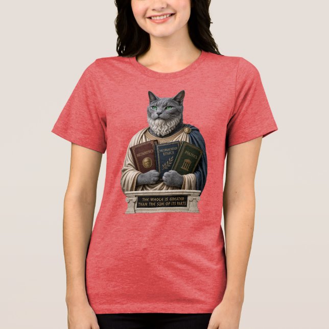 T-shirt En Tri-matière Chat Aristote Bleu Russe (Recto)