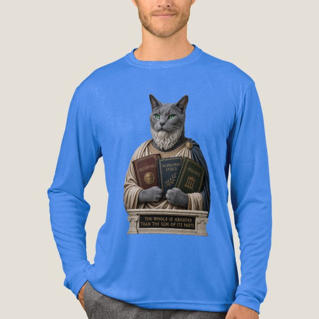 T-shirt En Tri-matière Chat Aristote Bleu Russe (Recto)