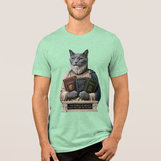 T-shirt En Tri-matière Chat Aristote Bleu Russe (Recto)