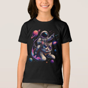 T-shirt En Tri-matière Chat astronaute chevauchant à travers l'espace