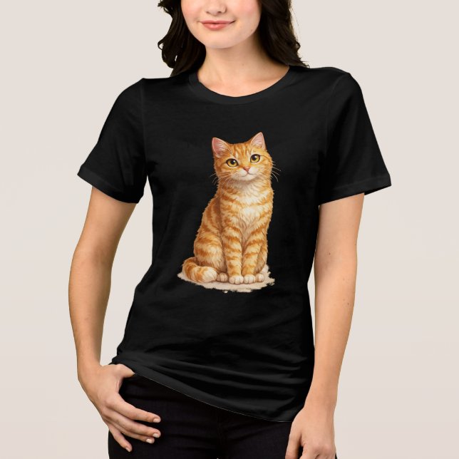T-shirt En Tri-matière Chat Clipart Tabby Orange (Recto)