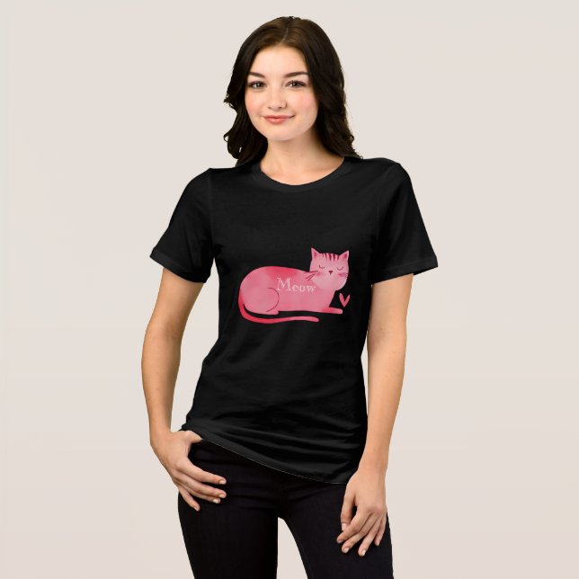 T-shirt En Tri-matière Chat Coeur Rose (Recto plein)