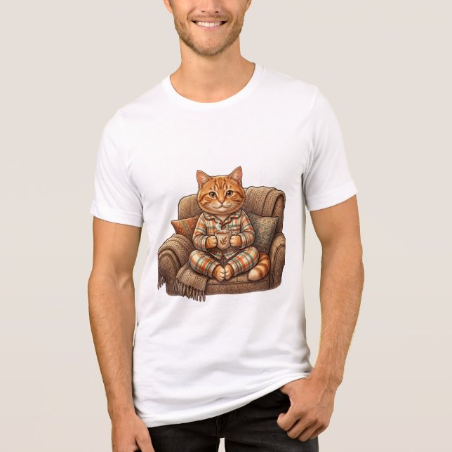 T-shirt En Tri-matière Chat Coquet à l'heure du Thé (Recto)