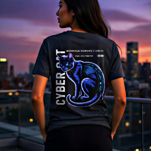 T-shirt En Tri-matière Chat Cyberpunk Cool Design Néon Bleu pour les amou