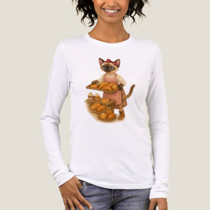 T-shirt En Tri-matière Chat d'automne avec boulangerie pour Thanksgiving