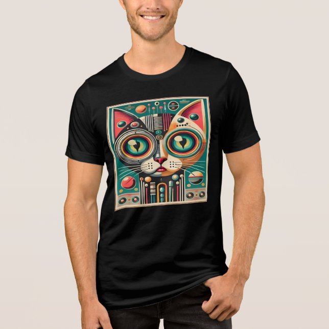 T-shirt En Tri-matière Chat de circuit rétro-futuriste du milieu du siècl (Recto)