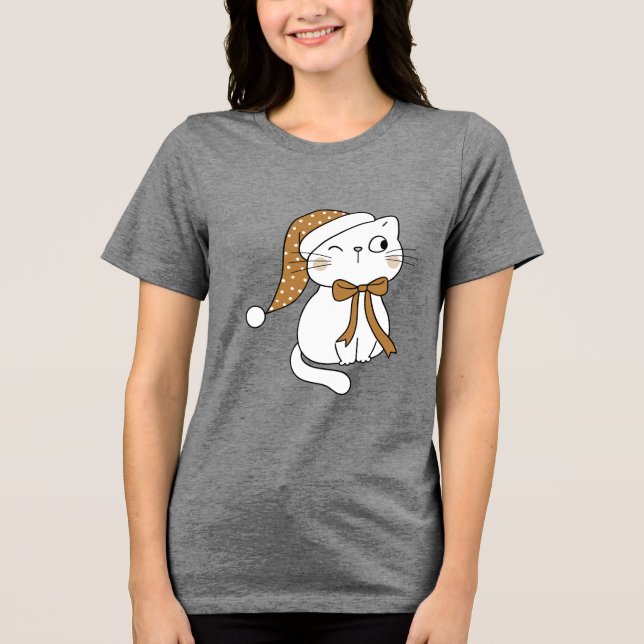 T-shirt En Tri-matière Chat de l'hiver clin d'œil (Recto)