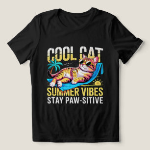 T-shirt En Tri-matière Chat d'été cool pour femmes - Drôles de vibes rétr