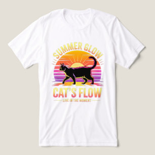 T-shirt En Tri-matière Chat d'été Rétro Lumineux - Félin drôle de plage