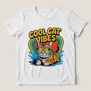 T-shirt En Tri-matière Chat d'été vibes cool - Cadeau de chat de plage ré