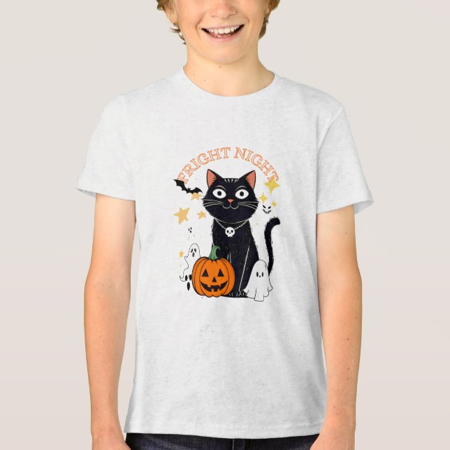 T-shirt En Tri-matière Chat d'Halloween Nuit Effrayante (Recto)