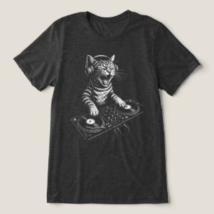T-shirt En Tri-matière Chat DJ Rétro qui gratte le vinyle