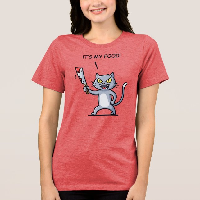 T-shirt En Tri-matière Chat Drôle avec Couteau (Recto)