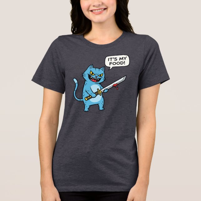 T-shirt En Tri-matière Chat Drôle avec Épée (Recto)