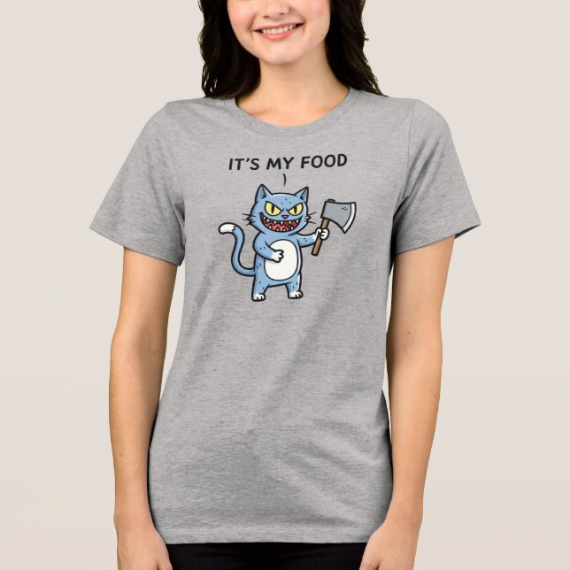 T-shirt En Tri-matière Chat Drôle avec une Hache (Recto)