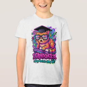 T-shirt En Tri-matière Chat Drôle Diplômé des Petits Puis-Je Retourner Me