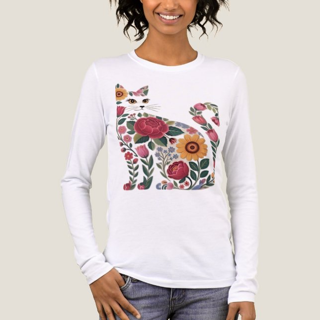 T-shirt En Tri-matière Chat floral (Recto)