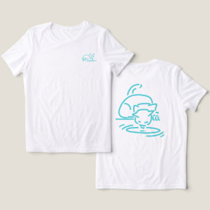 T-shirt En Tri-matière Chat Géométrique Abstrait Construction de Ligne