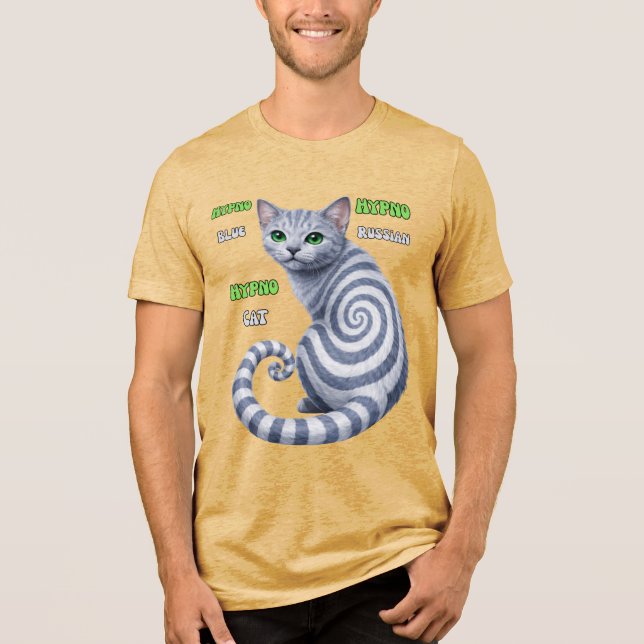 T-shirt En Tri-matière Chat hypnotique Bleu Russe (Recto)