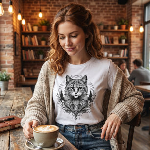 T-shirt En Tri-matière Chat Maine Coon majestueux noir et blanc