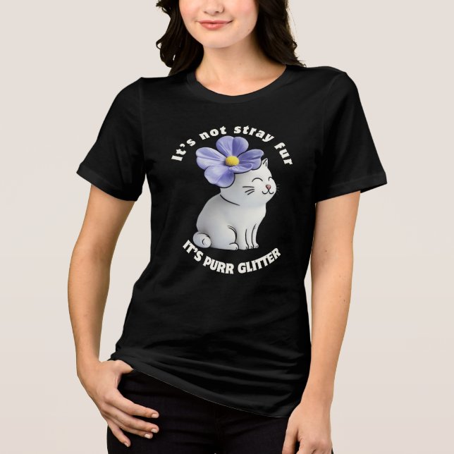 T-shirt En Tri-matière Chat mignon avec Casquette à fleurs - Devis de Par (Recto)