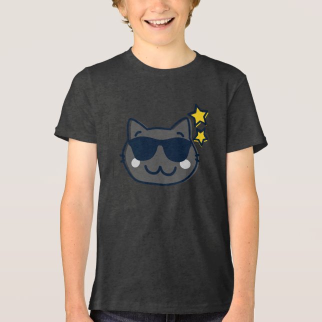 T-shirt En Tri-matière Chat mignon Kawaii d'été  (Recto)
