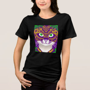 T-shirt En Tri-matière Chat mignon portant un Masque Mardi Gras