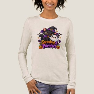 T-shirt En Tri-matière Chat noir d'Halloween à manches longues Spooky & P