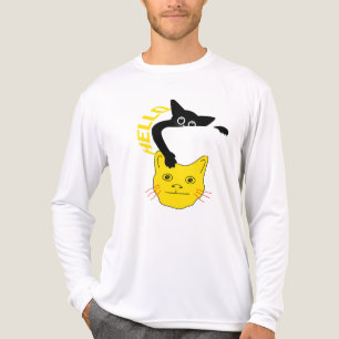 T-shirt En Tri-matière Chat noir drôle Chat jaune Bonjour