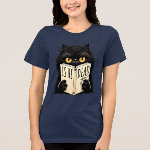 T-shirt En Tri-matière Chat noir drôle lisant un livre amateur de design