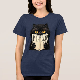 T-shirt En Tri-matière Chat noir drôle lisant un livre amateur de design