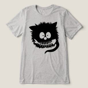 T-shirt En Tri-matière Chat noir drôle Sourire d'os de poisson Chaton mig